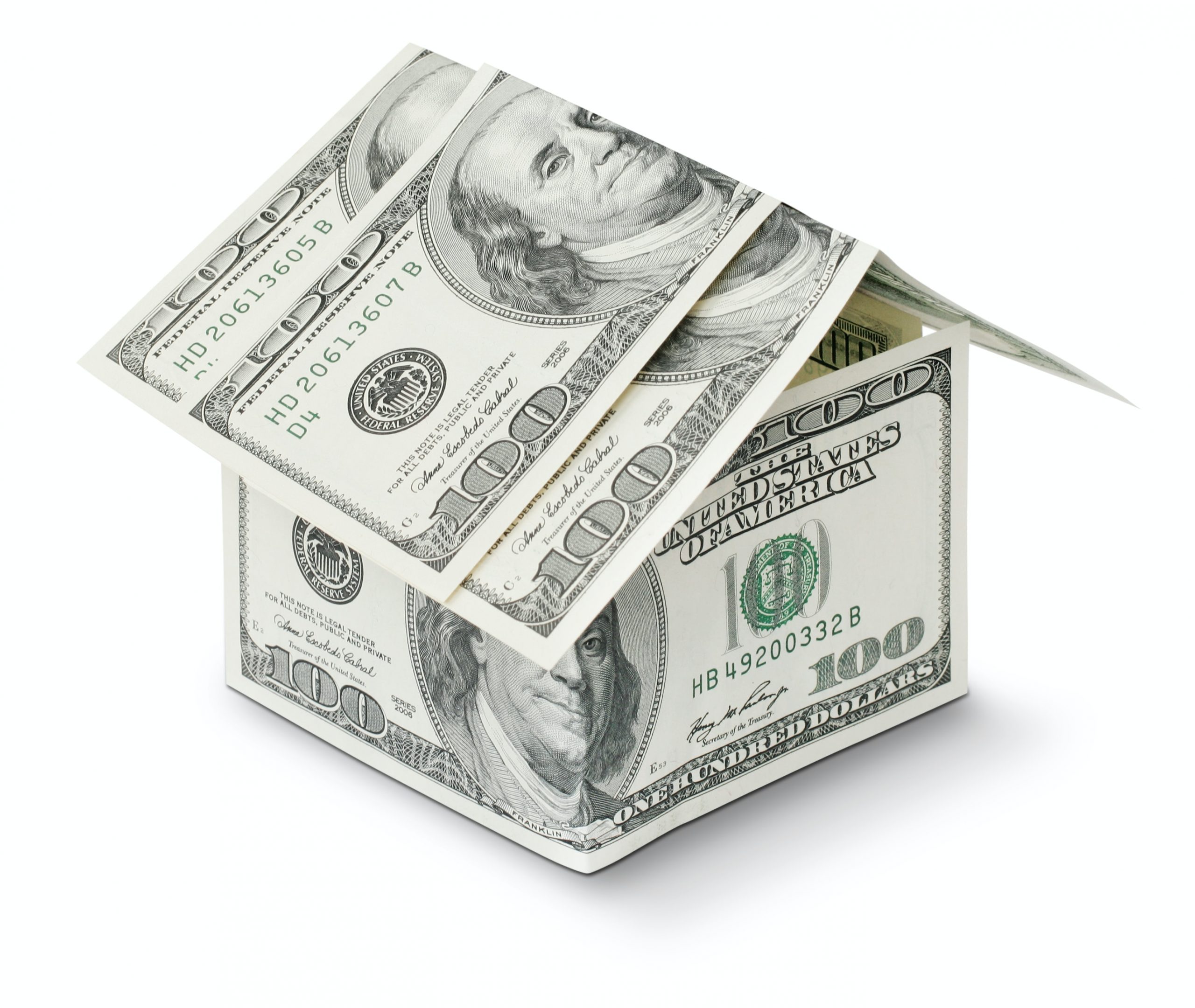 Rising home prices, home made out of $100 bills